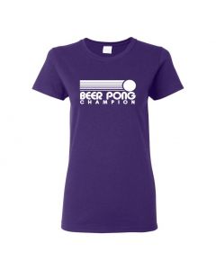 Beer Pong Champion Womens T-Shirts-Purple-Womens Large