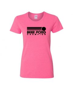 Beer Pong Champion Womens T-Shirts-Pink-Womens Large