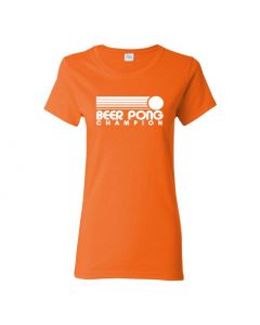 Beer Pong Champion Womens T-Shirts-Orange-Womens Large