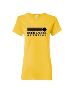 Beer Pong Champion Womens T-Shirts-Yellow-Womens Large