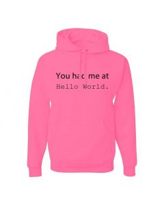 You Had Me At Hello World Graphic Clothing - Hoody - Pink