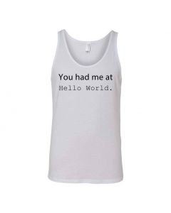 You Had Me At Hello World Graphic Clothing - Men's Tank Top - White