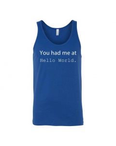 You Had Me At Hello World Graphic Clothing - Men's Tank Top - Blue