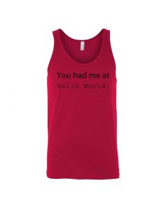 You Had Me At Hello World Graphic Clothing - Men's Tank Top - Red