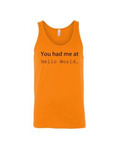 You Had Me At Hello World Graphic Clothing - Men's Tank Top - Orange