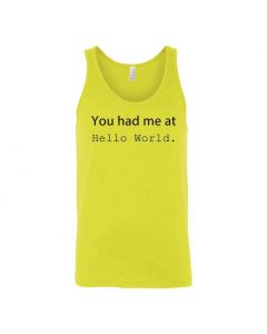 You Had Me At Hello World Graphic Clothing - Men's Tank Top - Yellow