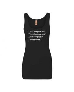 I Write Code Graphic Clothing - Women's Tank Top - Black