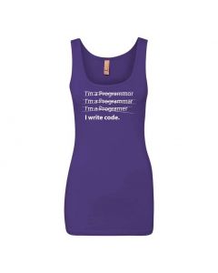 I Write Code Graphic Clothing - Women's Tank Top - Purple