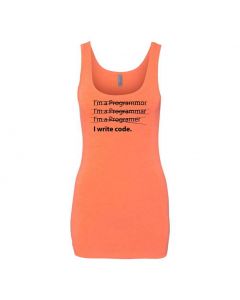 I Write Code Graphic Clothing - Women's Tank Top - Orange