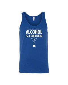 According To Chemistry, Alcohol Is A Solution Graphic Clothing - Men's Tank Top - Blue