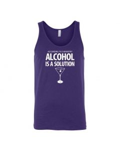 According To Chemistry, Alcohol Is A Solution Graphic Clothing - Men's Tank Top - Purple