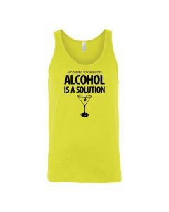 According To Chemistry, Alcohol Is A Solution Graphic Clothing - Men's Tank Top - Yellow