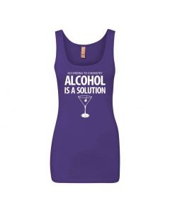 According To Chemistry, Alcohol Is A Solution Graphic Clothing - Women's Tank Top - Purple