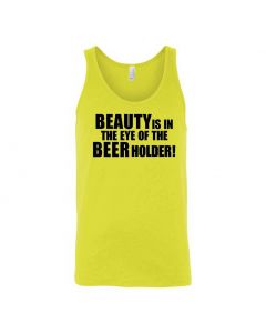 Beauty Is In The Eye Of The Beer Holder Graphic Clothing - Men's Tank Top - Yellow