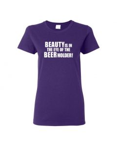 Beauty Is In The Eye Of The Beer Holder Womens T-Shirts-Purple-Womens Large