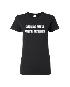Drinks Well With Others Womens T-Shirts-Black-Womens Large