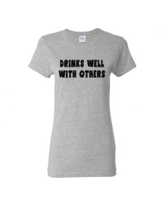 Drinks Well With Others Womens T-Shirts-Gray-Womens Large