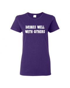 Drinks Well With Others Womens T-Shirts-Purple-Womens Large