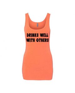 Drinks Well With Others Graphic Clothing - Women's Tank Top - Orange