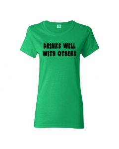 Drinks Well With Others Womens T-Shirts-Green-Womens Large
