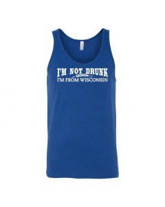 Im Not Drunk Im From Wisconsin Graphic Clothing - Men's Tank Top - Blue