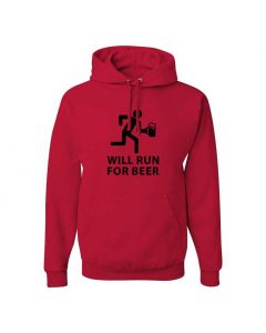 Will Run For Beer Graphic Clothing - Hoody - Red