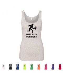 Will Run For Beer Graphic Women's Tank Top