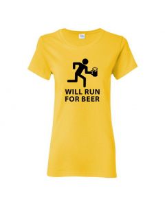 Will Run For Beer Womens T-Shirts-Yellow-Womens Large