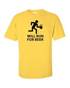 Will Run For Beer Graphic Clothing - T-Shirt - Yellow