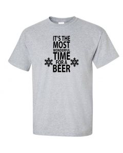 Its The Most Wonderful Time For A Beer Graphic Clothing - T-Shirt - Gray