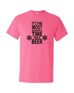 Its The Most Wonderful Time For A Beer Graphic Clothing - T-Shirt - Pink