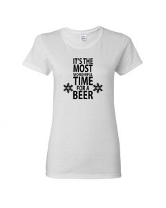 It's The Most Wonderful Time For A Beer Womens T-Shirts-White-Womens Large
