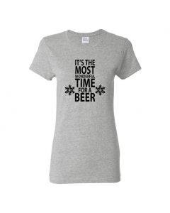 It's The Most Wonderful Time For A Beer Womens T-Shirts-Gray-Womens Large