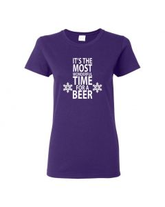 It's The Most Wonderful Time For A Beer Womens T-Shirts-Purple-Womens Large