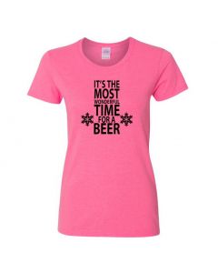 It's The Most Wonderful Time For A Beer Womens T-Shirts-Pink-Womens Large