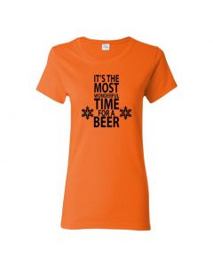 It's The Most Wonderful Time For A Beer Womens T-Shirts-Orange-Womens Large