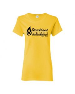 Strickland Propane King Of The Hill Womens T-Shirts-Yellow-Womens Large