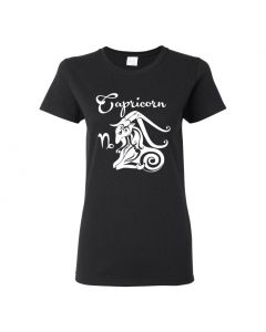 Capricorn Horoscope Womens T-Shirts-Black-Womens Large