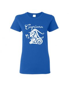 Capricorn Horoscope Womens T-Shirts-Blue-Womens Large