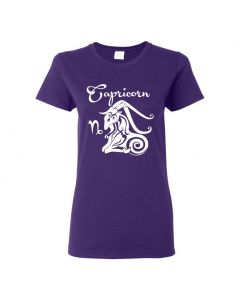 Capricorn Horoscope Womens T-Shirts-Purple-Womens Large