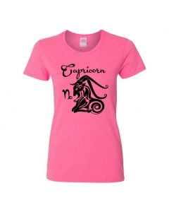 Capricorn Horoscope Womens T-Shirts-Pink-Womens Large