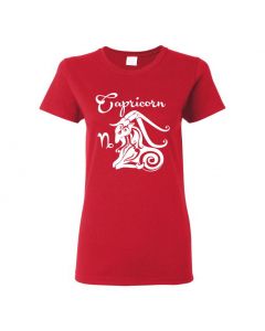 Capricorn Horoscope Womens T-Shirts-Red-Womens Large