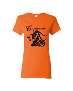Capricorn Horoscope Womens T-Shirts-Orange-Womens Large