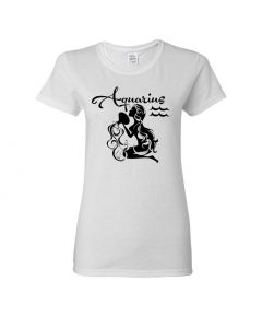 Aquarius Horoscope Womens T-Shirts-White-Womens Large