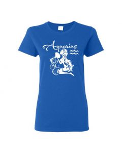 Aquarius Horoscope Womens T-Shirts-Blue-Womens Large