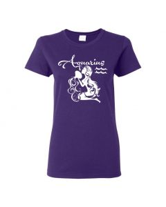 Aquarius Horoscope Womens T-Shirts-Purple-Womens Large