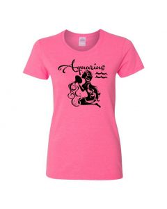 Aquarius Horoscope Womens T-Shirts-Pink-Womens Large