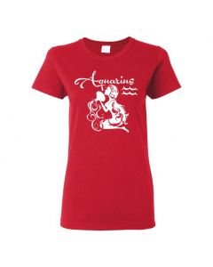 Aquarius Horoscope Womens T-Shirts-Red-Womens Large