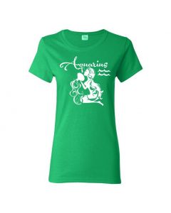 Aquarius Horoscope Womens T-Shirts-Green-Womens Large