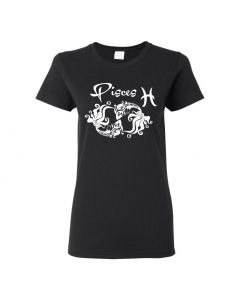 Pisces Horoscope Womens T-Shirts-Black-Womens Large